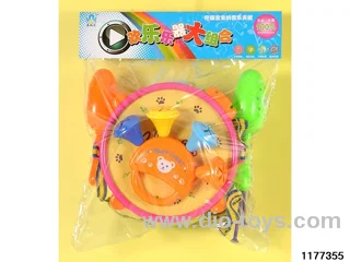 Cartoon Drum + Sand Hammer + Flower Bell