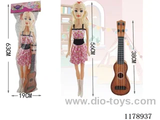 22 inch empty body barbie with music + ukulele guitar