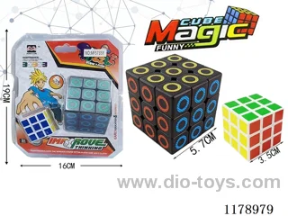 5.7 perforated 6-color UV circle cube with spring (black background) + 3.5 6-color heat transfer cube (white background)