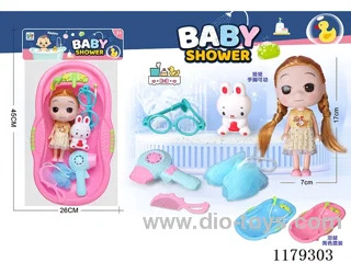 Bathtub + 5 jointed doll set