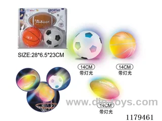 Lighted Soccer Ball + Lighted Basketball + Lighted Rugby Ball 3-Piece Set