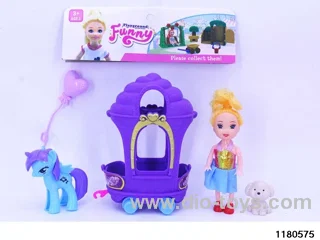 3 inch Barbie Pet + Carriage Set