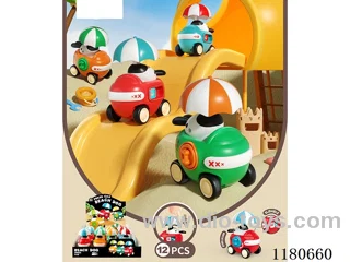 Press and slide cartoon umbrella toy car 12PCS