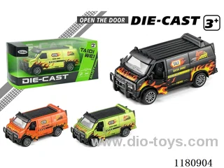 11CM Alloy 3 door open flaming car pull back