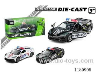 12CM Alloy C8 Police Car with open door pull back