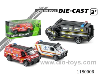 11CM Alloy Police Car with 3 open doors pull back Open Door