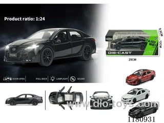 1:24 BMW 4 door light music pull back alloy car