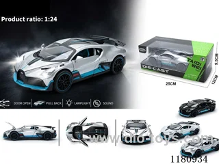 1:24 Bugatti 3 door light music pull back alloy car