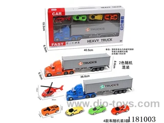 Sound and light Inertia Container Truck with 1AB Airplane +3 Scooter AB Car