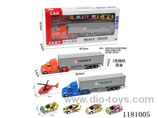 Sound and light inertia cargo car with 1AB airplane + 3pull backAB graffiti car