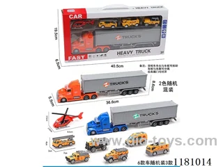 Sound and light inertia container truck with 1AB airplane +3 taxiing alloy engineering vehicles