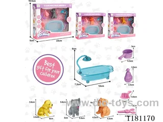 Soft rubber dog bath set