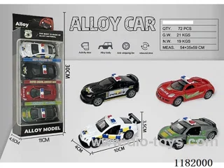 4PCS 1:43 double opening door alloy pull back police car