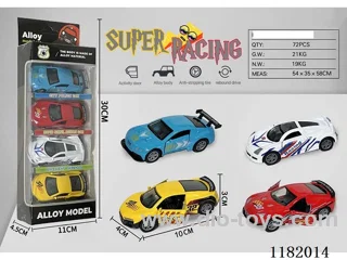 4PCS 1:43 2 doors Openable alloy pull back car model