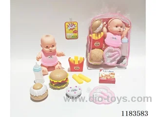 10” Full Body Vinyl Doll with Burger Set