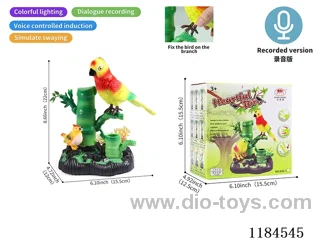 Voice-activated Bamboo Parrot (Recorded dialog, voice-activated, motorized, lighted, 3 English songs)