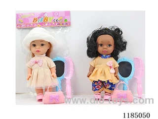 8 inch 22 cm 5 jointed Vinyl 3D real eye doll + mirror comb bag Many mixes