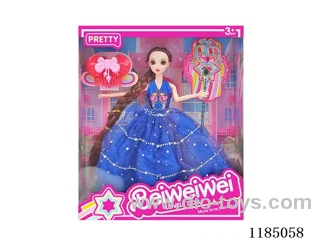 11.5 inch 11 joints 28cm 3D eye Barbie with comb+fairy stick Multi-mixed