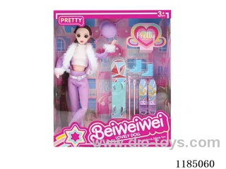 11.5” 11 joints 28cm 3D eye barbie plus skateboard accessories + hat Multi Mixed Pack