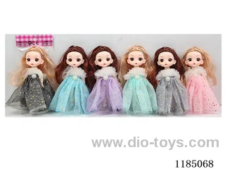 6” 15cm 13 jointed solid 3D doll with eyes Multi-mixed