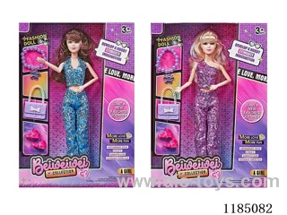 11 inch 11 joints 28cm Sequin dress Barbie plus boots + bag + necklace Multi-mixed