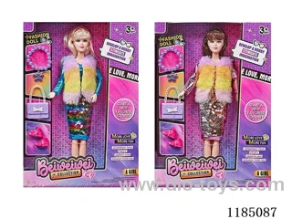 11 inch 11 joints 28cm Colorful dress Barbie plus boots + bag + necklace Multi mixes
