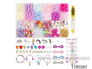 DIY Jewelry Set(6/8cm Pearls + Colorful Beads + Pendant + Lobster Clasp Open Circle Scissors Wire (24 Gauge))