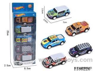 5PCS pull back tin pickup truck