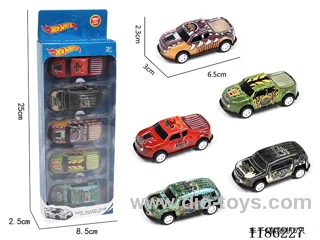 5PCS pull back tin dinosaur car