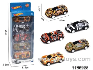 5PCS pull back tin animal car