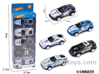 5PCS pull back tin police car