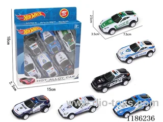 6PCS pull back tin car police car