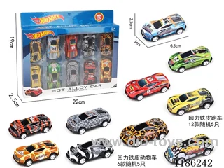 5PCS pull back tin animal car + 5PCS pull back tin sports car