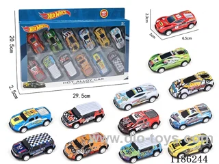 12PCS pull back tin car (sports car + pickup truck)