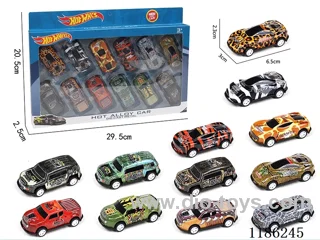 12PCS pull back tin car (dinosaur + animal)