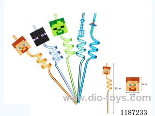Spiral Three Circle Cartoon My World Straw (5PCS)