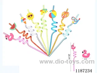 Spiral three Circle Cartoon Hawaiian Beach Straw (8PCS)