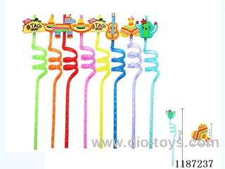 Spiral Triple Loop Cartoon Mexican Party Straw (8PCS)