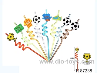 Spiral three circle cartoon football cup straw (8PCS)