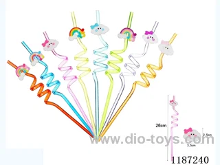 Spiral three circle cartoon Rainbow Cloud Straw (8PCS)