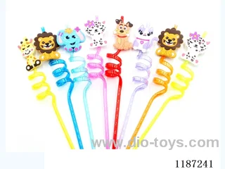 Spiral three-loop cartoon wildlife Straw (8PCS)