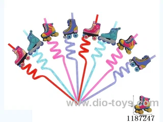 Spiral three circle cartoon skate Straw (8PCS)