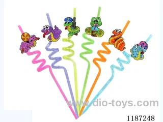 Spiral three circle cartoon Zodiac snake Straw (8PCS)