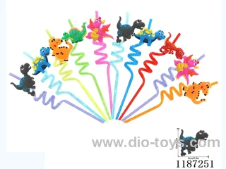 Spiral three circle cartoon large dinosaur Straw (10PCS)