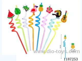 Spiral three circle cartoon Summer fruit Straw (8PCS)