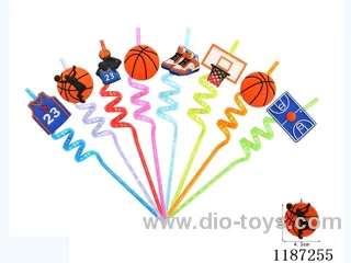 Spiral three circle cartoon basketball Straw (8PCS)