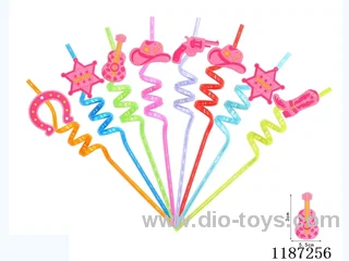 Spiral three Loop Cartoon Cowboy Girl Straw (8PCS)