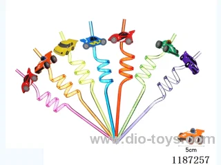 Spiral three-loop cartoon racing Straw (8PCS)