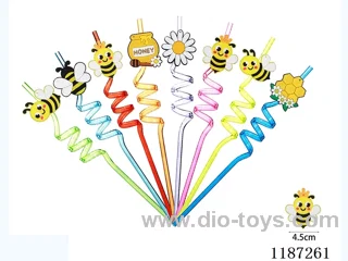 Spiral three-loop cartoon Bee Straw (8PCS)