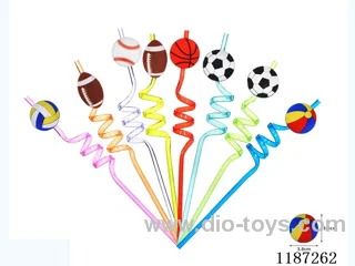 Spiral three-loop cartoon ball straws (8PCS)